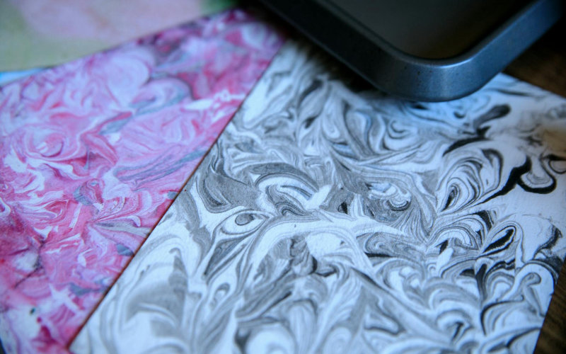 How to Make Marbled Paper at Home Using Shaving Cream and Food Coloring